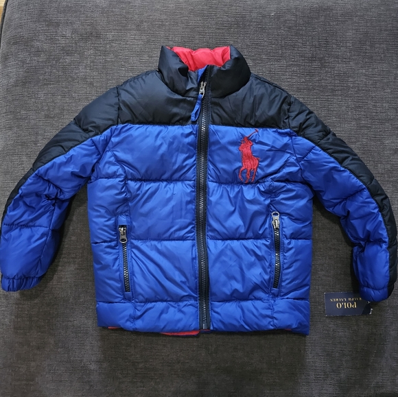 POLO RALPH LAUREN COLORBLOCK WATER REPELLENT DOWN WINTER PUFFER JACKET size 4 4T - Picture 3 of 13